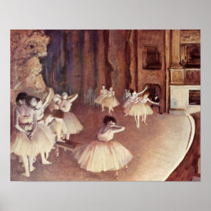 Edgar Degas - Resetrepetition av balettstadiet Poster