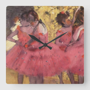 Edgar Degas Rosa Dancers Fyrkantig Klocka
