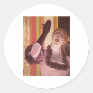 Edgar Degas - Singer med Glove 1878 Woman Flower Runt Klistermärke
