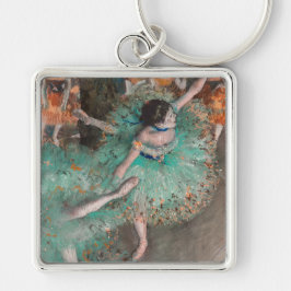 Edgar Degas - Skräddarr / Dancer in Grönt Fyrkantig Silverfärgad Nyckelring