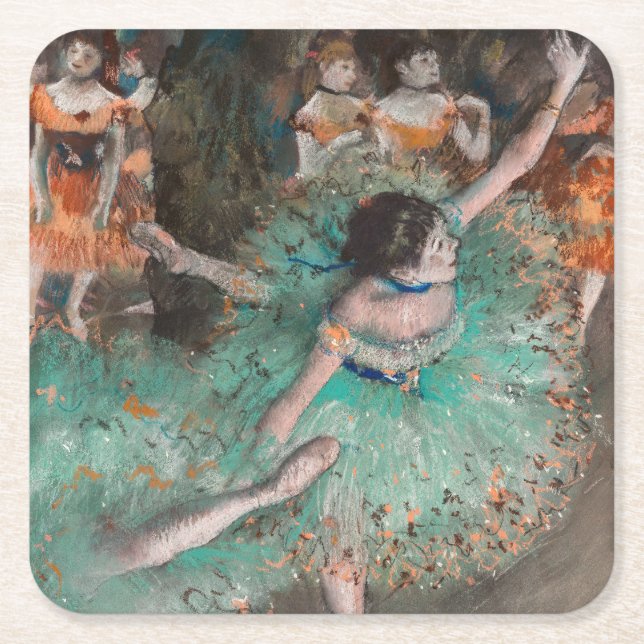 Edgar Degas - Skräddarr / Dancer in Grönt Underlägg Papper Kvadrat (Framsidan)