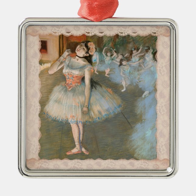 Edgar Degas Star Dancer med  Snöre Trim Julgransprydnad Metall (Framsidan)