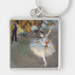 Edgar Degas - Stjärna/dansare på scenen Fyrkantig Silverfärgad Nyckelring