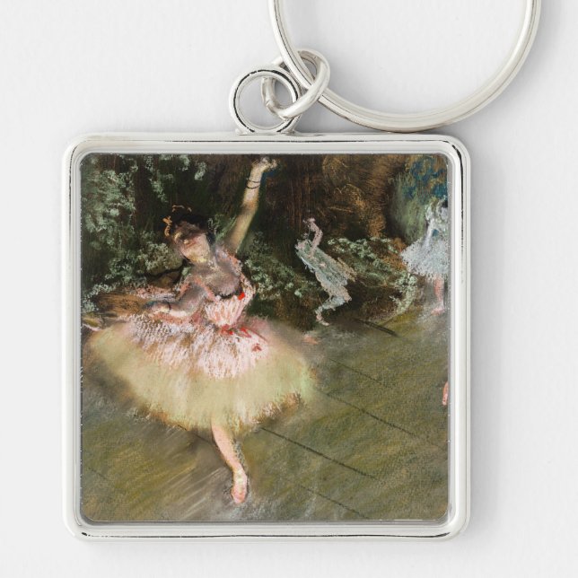 Edgar Degas - Stjärnan 1878 Fyrkantig Silverfärgad Nyckelring (Framsidan)