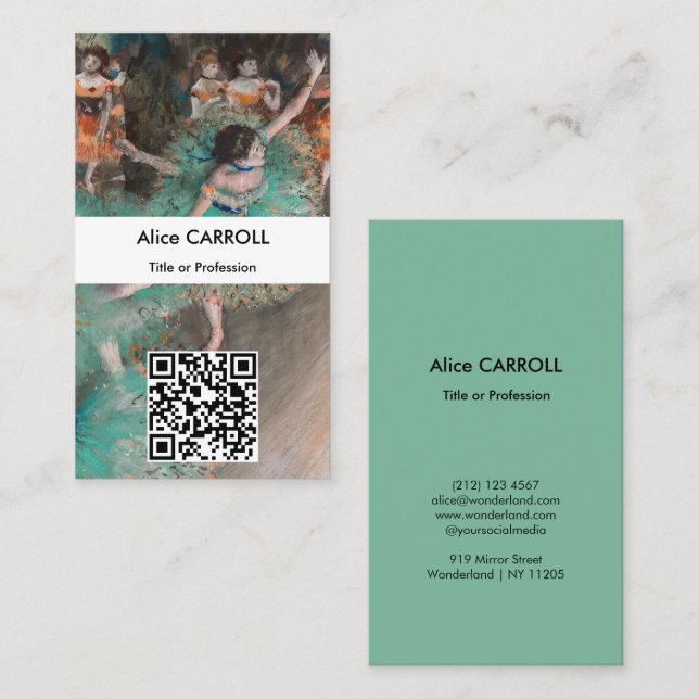 Edgar Degas - Svajande dansare - QR-kod Visitkort (Fram/baksida)
