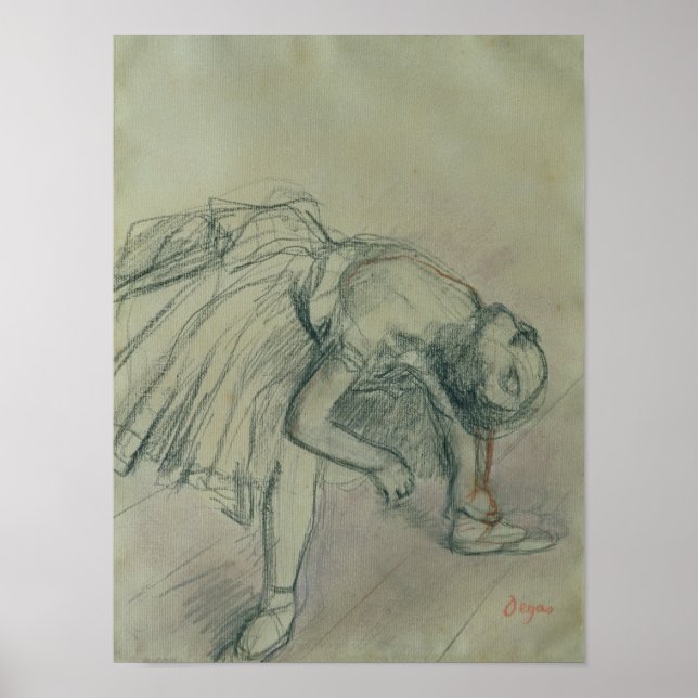 Edgar Degas | Tankare Fixing her Slipper, c.1865 Poster (Framsidan)