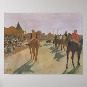 Edgar Degas   Tävling-hästar framför Stands Poster