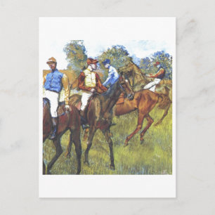 Edgar Degas - Tävling Horses Jockey Träd Rennpferd Vykort