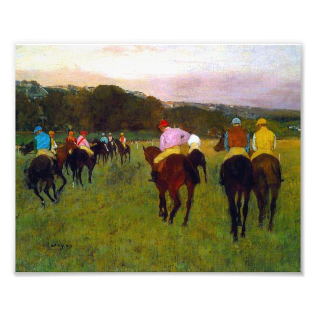 Edgar Degas Tävling Horses vid Longchamp Fototryck (Framsidan)