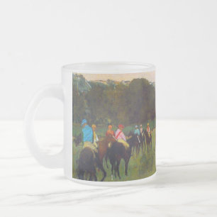 Edgar Degas Tävling Horses vid Longchamp Frostad Glasmugg
