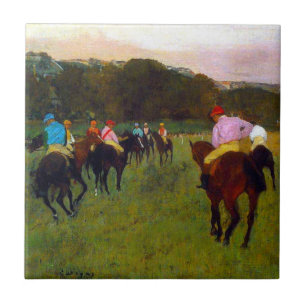 Edgar Degas Tävling Horses vid Longchamp Kakelplatta