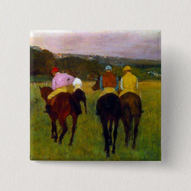 Edgar Degas Tävling Horses vid Longchamp Knapp (Framsida)
