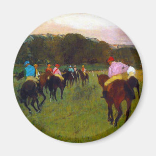 Edgar Degas Tävling Horses vid Longchamp Magnet