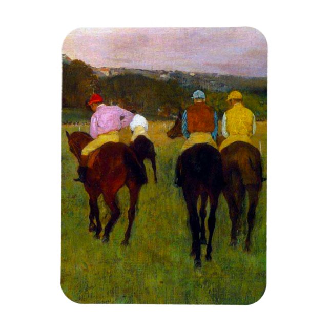 Edgar Degas Tävling Horses vid Longchamp Magnet (Vertikal)
