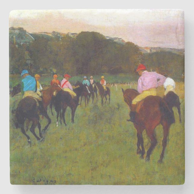 Edgar Degas Tävling Horses vid Longchamp Stenunderlägg (Framsidan)