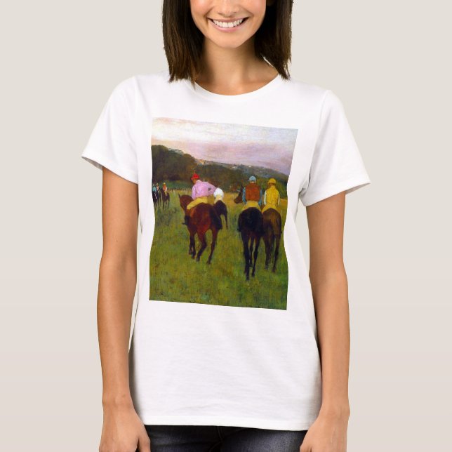 Edgar Degas Tävling Horses vid Longchamp T Shirt (Framsida)