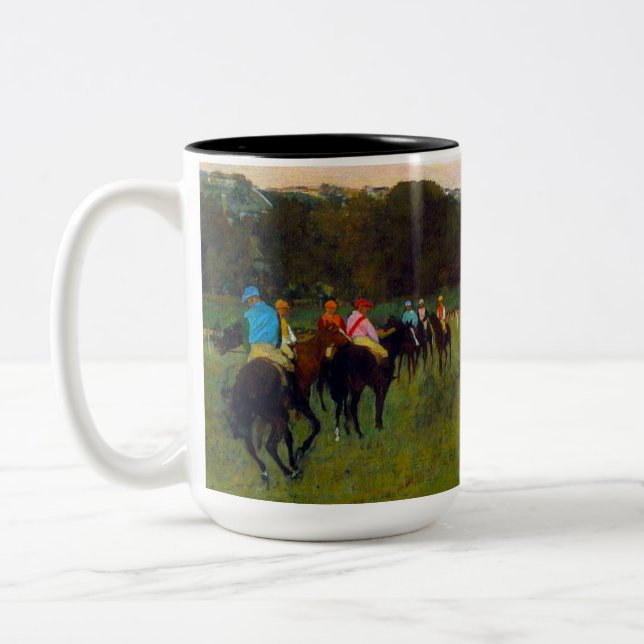 Edgar Degas Tävling Horses vid Longchamp Två-Tonad Mugg (Vänster)