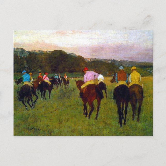 Edgar Degas Tävling Horses vid Longchamp Vykort (Framsida)