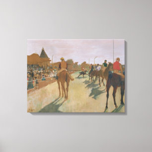 Edgar Degas tävlinghästar framme av stativen Canvastryck