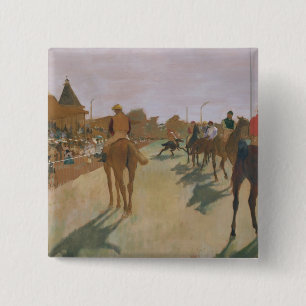 Edgar Degas tävlinghästar framme av stativen Knapp