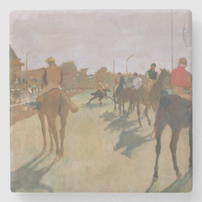 Edgar Degas | tävlinghästar framme av stativen Underlägg Sten (Framsidan)