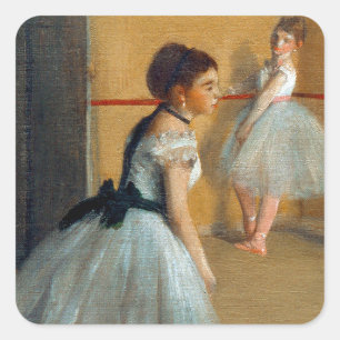 Edgar Degas the Dance Foyer at Opera Fyrkantigt Klistermärke