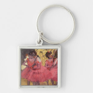 Edgar Degas the Rosa Dancers Keychain Fyrkantig Silverfärgad Nyckelring