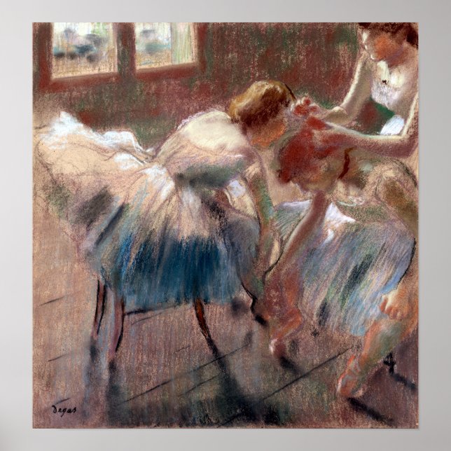 Edgar Degas Three Dancers förbereder för klass Poster (Framsidan)