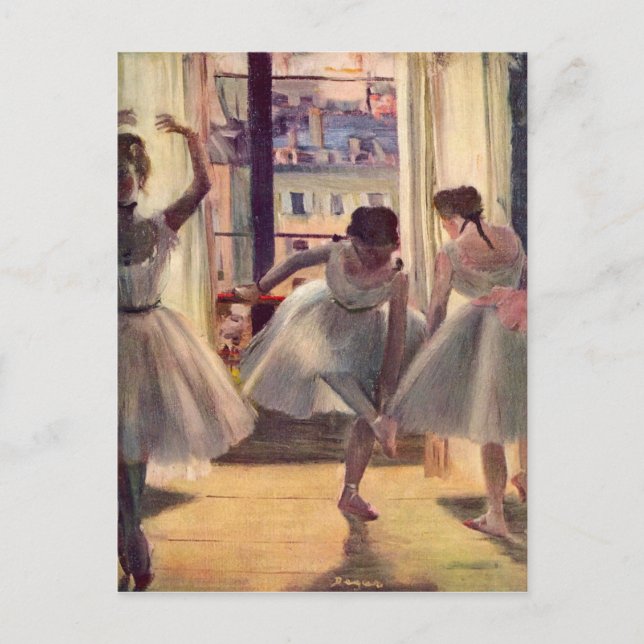 Edgar Degas - tre dansare i ett träningsrum Vykort (Framsida)