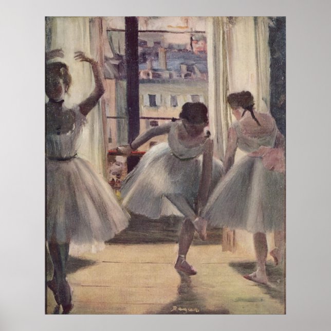 Edgar Degas - Tre dansare i Practice Room 1873 Poster (Framsidan)
