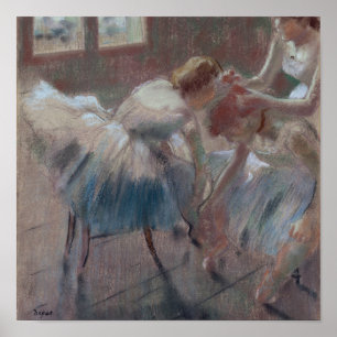 Edgar Degas Tre dansare som förbereder för klass Poster