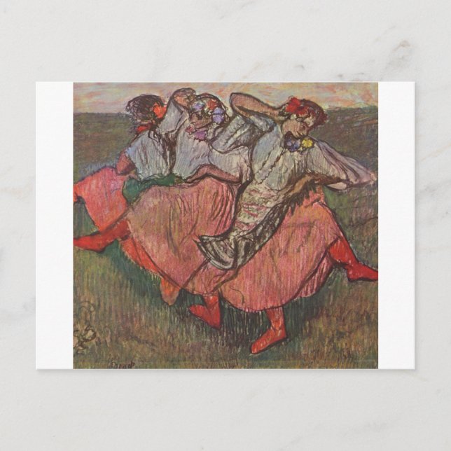 Edgar Degas - Tre ryska dansare 1895 Pastel Vykort (Framsida)
