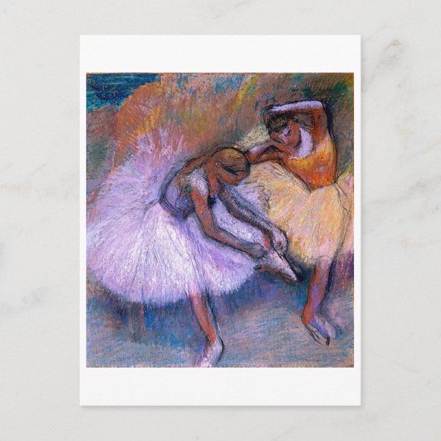 Edgar Degas - Två dansare 1898 Ballet Pastel Vykort (Framsida)