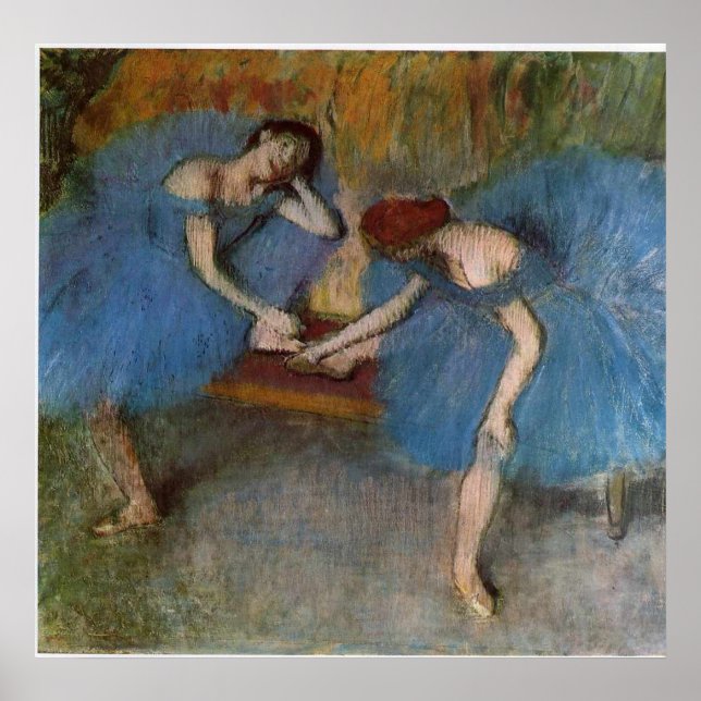 Edgar Degas - två dansare Blue Tutu Rödhårig Dance Poster (Framsidan)