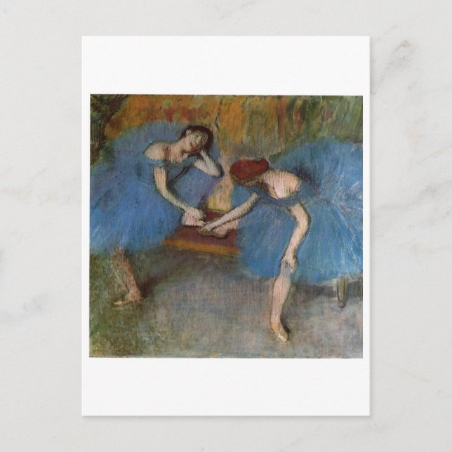 Edgar Degas - två dansare Blue Tutu Rödhårig Dance Vykort (Framsida)