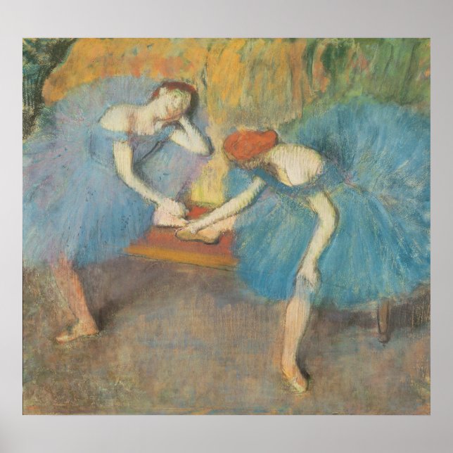 Edgar Degas | Två dansare i viloläge, dansare i bl Poster (Framsidan)