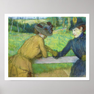 Edgar Degas två kvinnor som lutar på en grind Poster