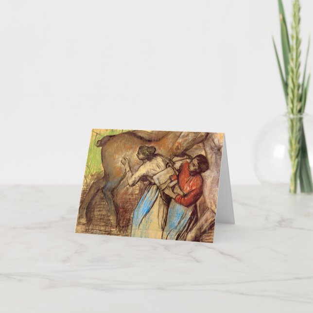 Edgar Degas - Två kvinnor tvättar hästar Kort (Framsida)