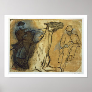 Edgar Degas två studier av ryttare Poster