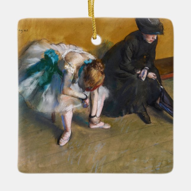 Edgar Degas - Väntar Julgransprydnad Keramik (Framsida)