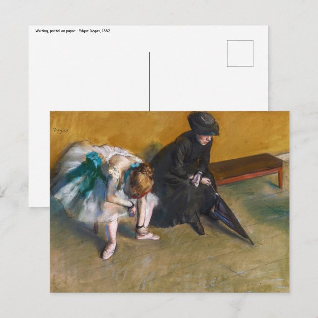 Edgar Degas - Väntar Vykort (Fram/baksida)