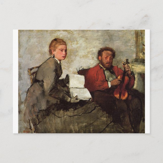 Edgar Degas - Violinist & kvinna med notbok 1879 Vykort (Framsida)