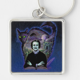 Edgar gotiska Allan Poe Fyrkantig Silverfärgad Nyckelring