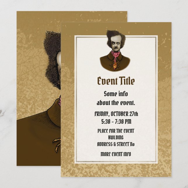 Edgar med Guld Kryp Inbjudningar (Fram/baksida)