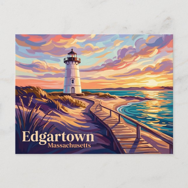Edgartown fyr USA Vykort (Framsida)
