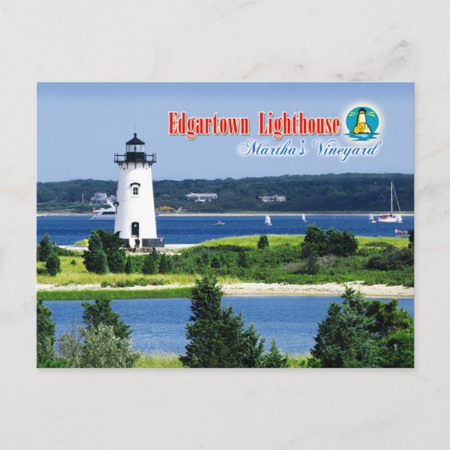 Edgartown Harbor Light, Martha's Vineyard, MORSA Vykort (Framsida)