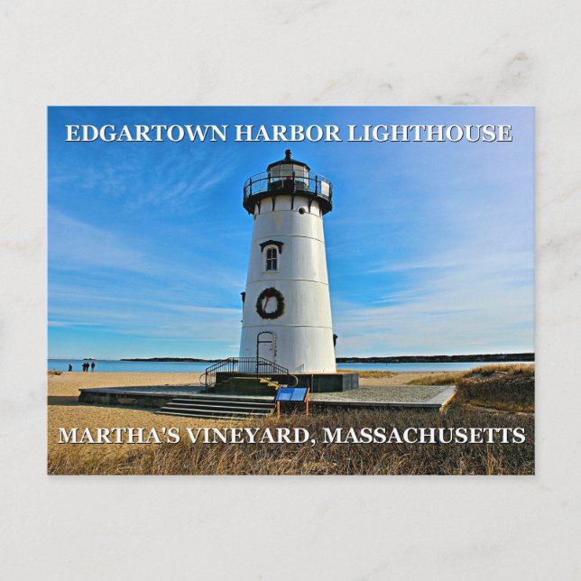 Edgartown Harbour Lighthous, Massachusetts Postcar Vykort (Framsida)