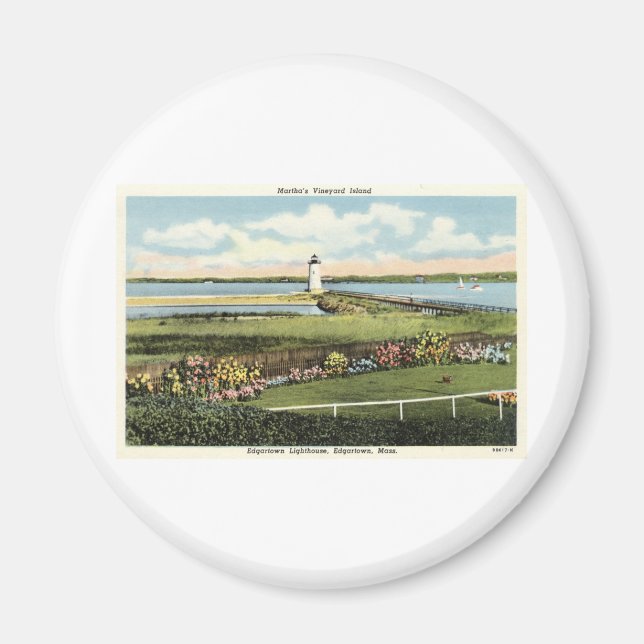 Edgartown Lighthouse Martha's Vineyard c1925 Magnet (Framsidan)