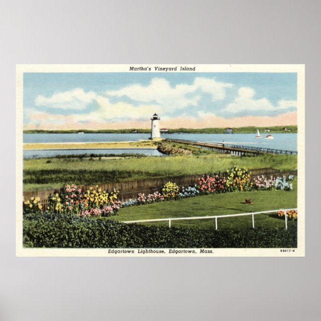 Edgartown Lighthouse Martha's Vineyard c1925 Poster (Framsidan)