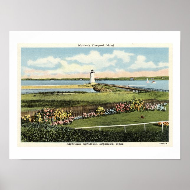 Edgartown Lighthouse Martha's Vineyard c1925 Poster (Framsidan)